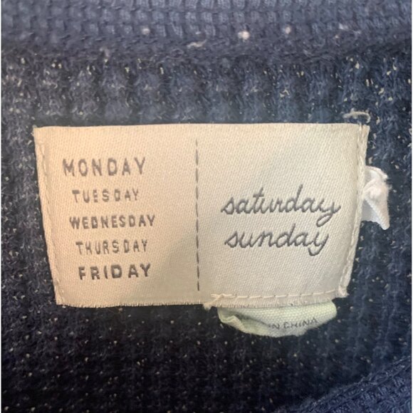 ANTHROPOLOGIE SATURDAY SUNDAY Indigo Blue Aliana Waffle Knit Pullover Size XS - Picture 6 of 10